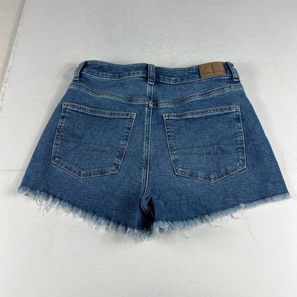 American Eagle Shorts Women's 27* Mom Mid Rise Blue Cut Off Stretch Denim Tag 4